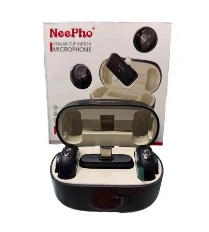 Neepho NP-57 Collar Clip Button Microphone with Type-C and iPhone Receiver – Professional Audio for Content Creators